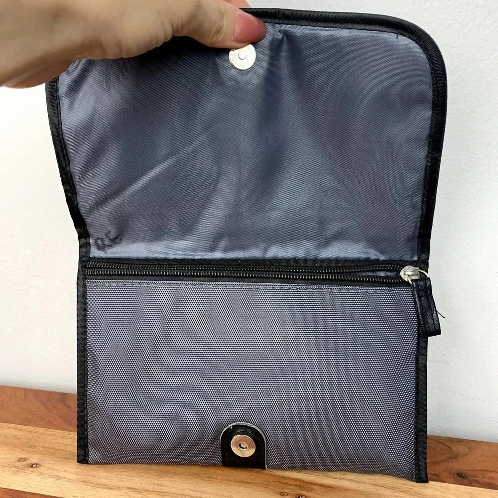 Viktor & Rolf Cosmetics Bag Small Zip Pouch Grey Black Buckle Makeup Travel Case
